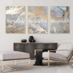 Set of 3 Islamic Arabic calligraphy wall frames displayed on wall