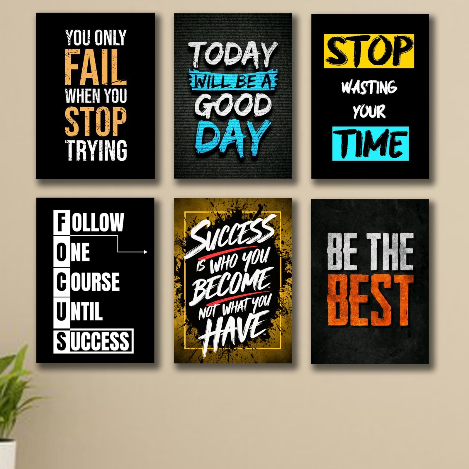 7365dd293d4443c9ed45ebd2a905eb74.jpeg 6 PC Success Motivational Quote Wall Decor Cardboard Phototiles Elegant And Inspiring Decorative Home And Office Art - Image 1