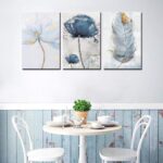 Set of 3 Fresh Posters – Flowers & Feather Wall Art Prints (8x11 Inches) with Double Tape