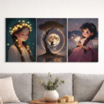 3 Frame Wooden Wall Art Set (8x11 Inch Each) – Self-Adhesive Sticky Tiles with Included Tape | Easy DIY Wall Decoration for Home