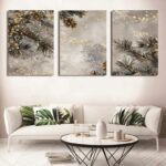 Set of 3 wooden phototile frames with spiritual designs displayed on wall