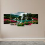 5 Pcs Wooden Sticky Wall Frames Set – 16x40 Inch Ready Size Decorative Wooden Tiles with Adhesive Tape for Easy Wall Mounting