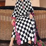 Elegant All-Over Checkerboard Print Embroidered Lawn 3Pc Unstitched Dress with Chiffon Dupatta – Summer Collection 2026