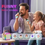 Portable karaoke Bluetooth speaker with wireless microphone front view