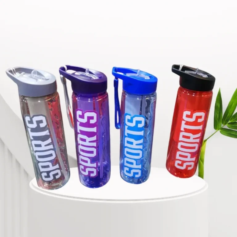 Black 1000ml stylish water sport bottle with straw