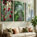 3 Pcs Wooden Sticky Wall Frames Set – 8x11 Inch Decorative Wall Art Tiles with Adhesive Tape