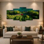 5-piece wooden coastal drive wall art with ocean and forest view