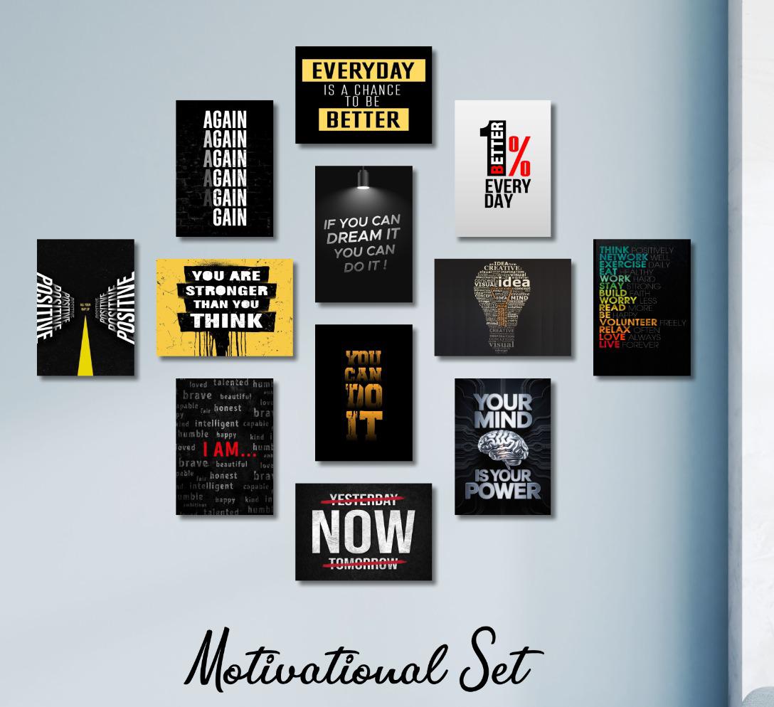 7f16bb4ca8d23c15c31f6f065125e090.jpeg Motivational Wall Art Wooden Canvas Frames 12 Pcs Set Wooden Sticky Tiles 5x7 Inches Easy Mounting - Image 1