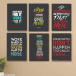 Set of 6 motivational quote cardboard phototiles for wall decoration