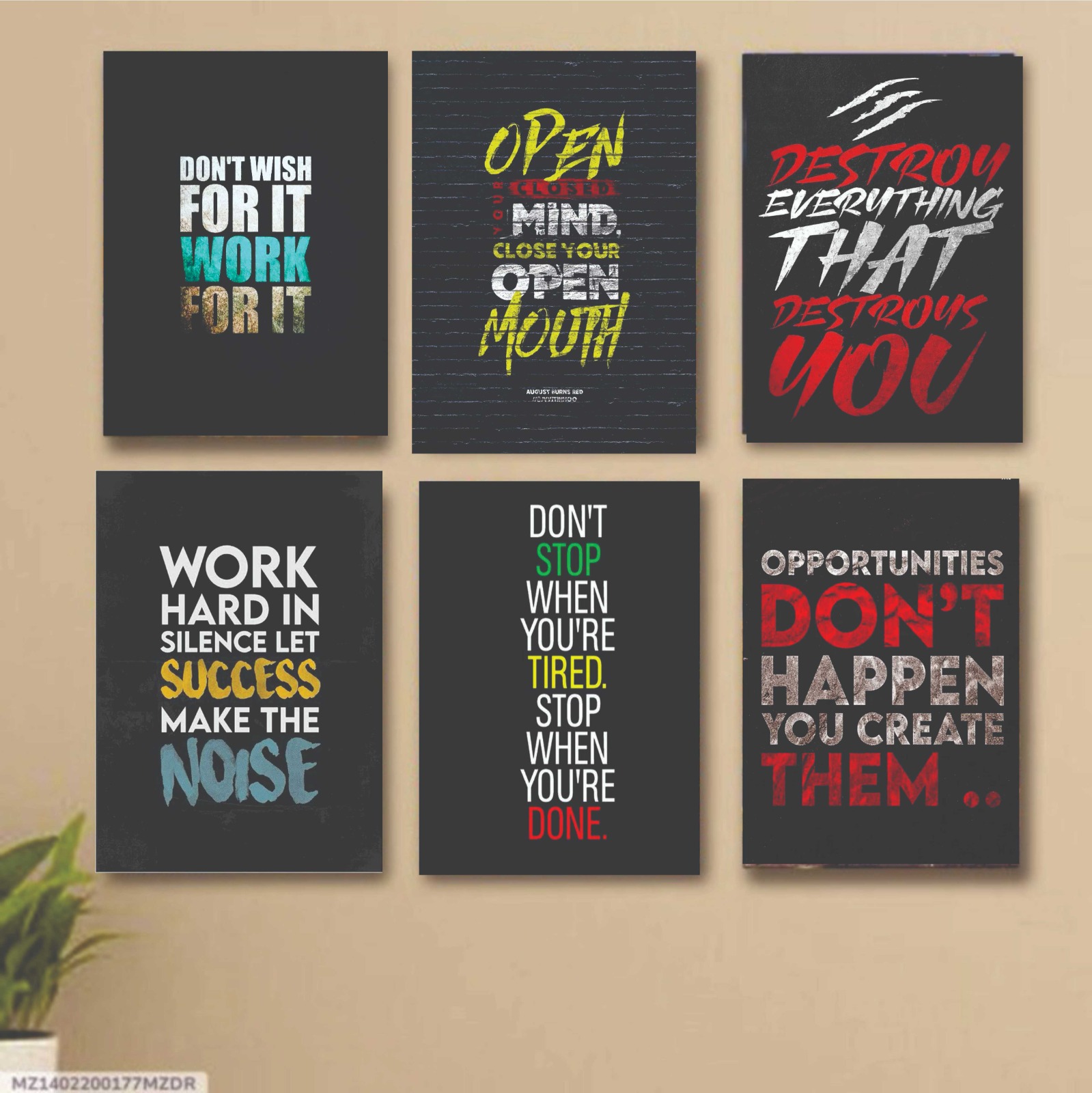 7fa5769b35946d69c4d2378bc0a683ad.jpeg Set of 6 motivational quote cardboard phototiles for wall decoration
