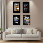 4 Pcs Wooden Sticky Wall Frames Set – 8x11 Inch Ready Size Decorative Tiles with Adhesive Tape