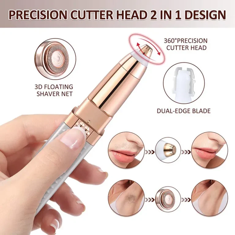 Detachable washable head of white 2-in-1 facial hair remover