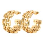 18K gold plated stainless steel stud earrings front view