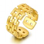 Adjustable 18K gold plated stainless steel ring close-up