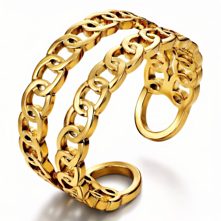 Adjustable 18K gold plated stainless steel ring front view