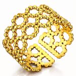Adjustable 18K gold plated stainless steel ring front view