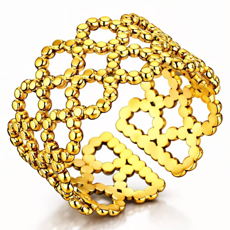 Adjustable 18K gold plated stainless steel ring front view