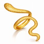 18K gold plated stainless steel snake ring close-up