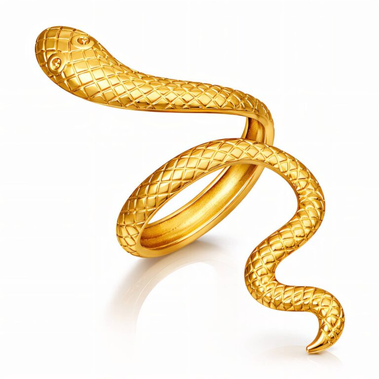 18K gold plated stainless steel snake ring close-up