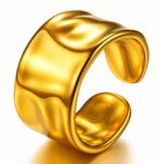 18K gold plated stainless steel sized ring close-up