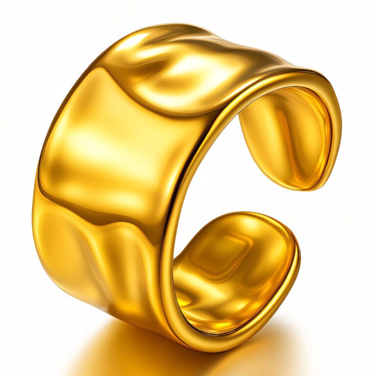 18K gold plated stainless steel sized ring close-up