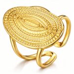 Adjustable 18K gold plated stainless steel ring close-up