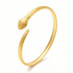 Close-up of 18K gold plated stainless steel snake bracelet