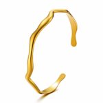 18K gold plated stainless steel leaves bracelet on white background