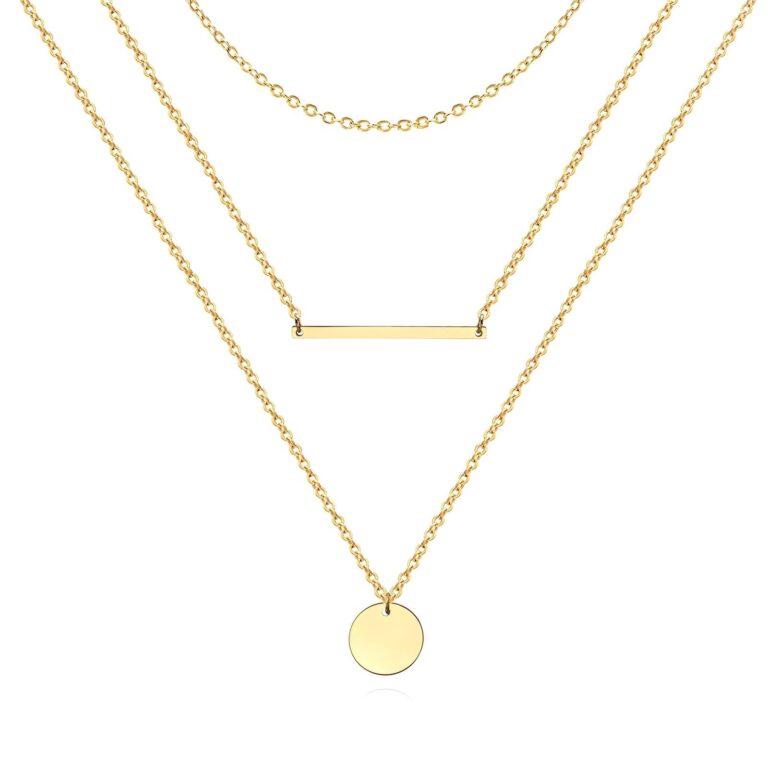 18K gold plated stainless steel necklace front view
