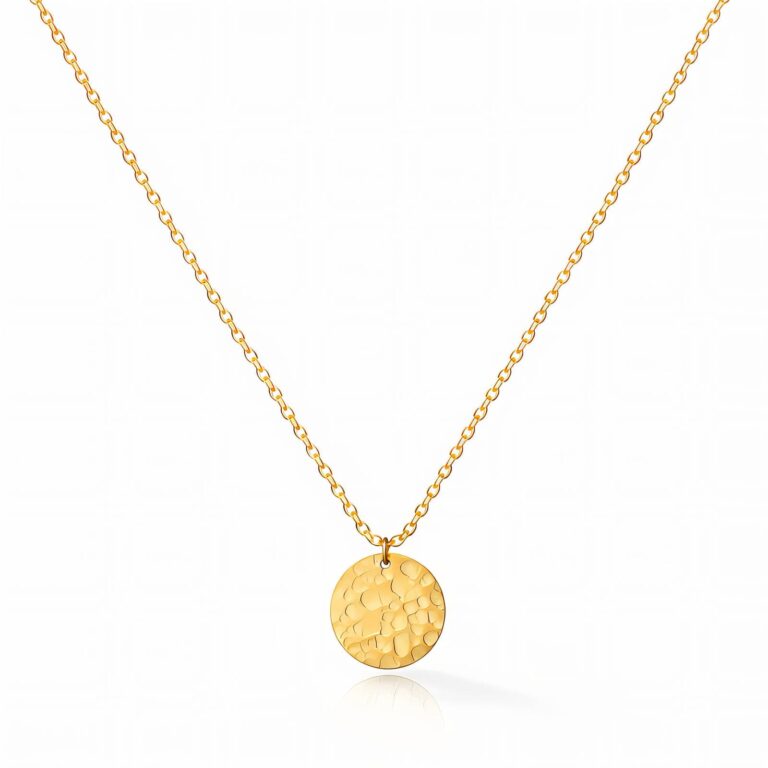 18K gold plated stainless steel necklace with pendant front view
