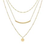 18K gold plated stainless steel necklace with pendants on white background