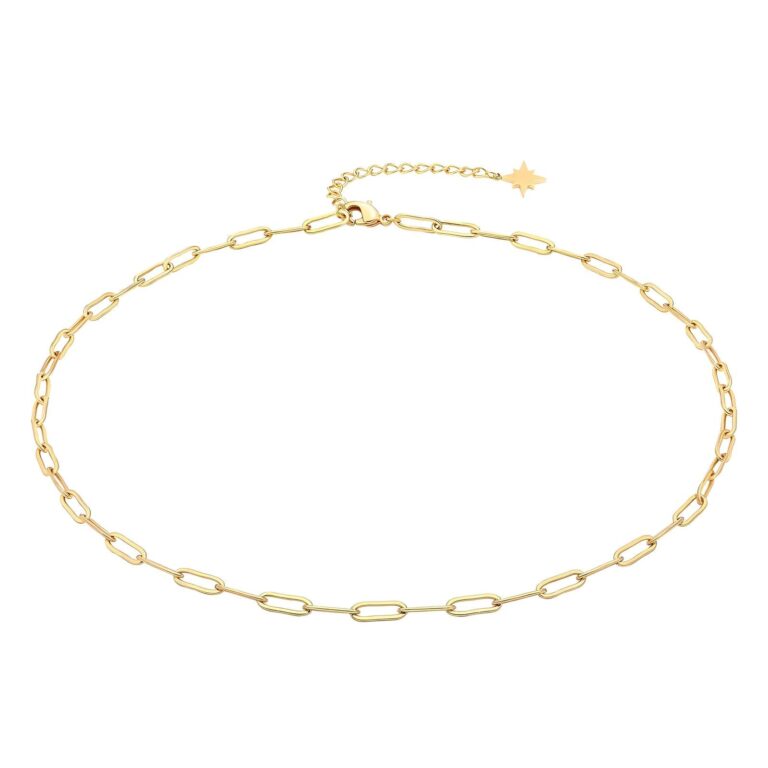 18K gold plated stainless steel necklace front view