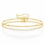18K gold plated stainless steel bracelet with natural freshwater pearls