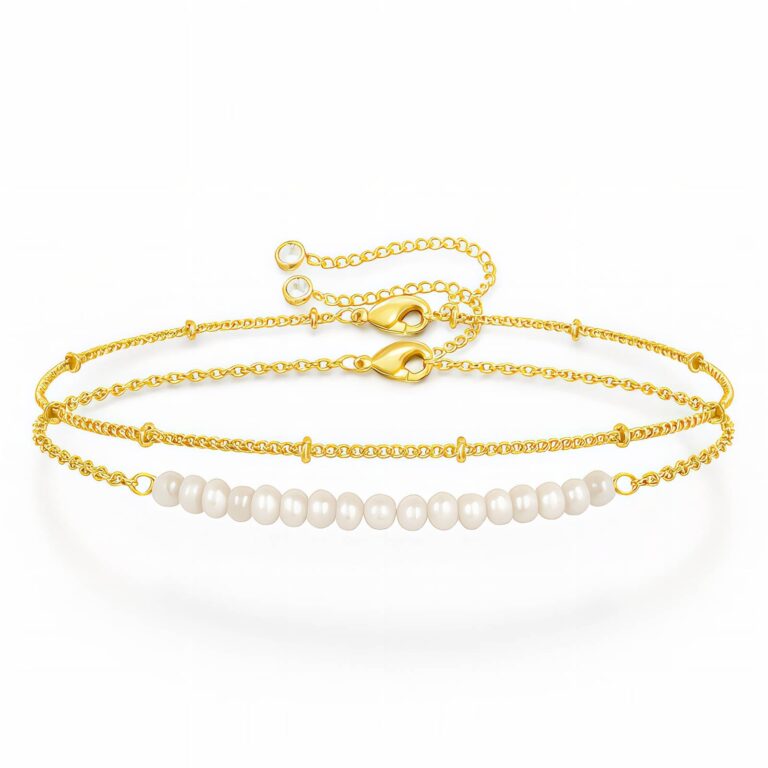 18K gold plated stainless steel bracelet with natural freshwater pearls