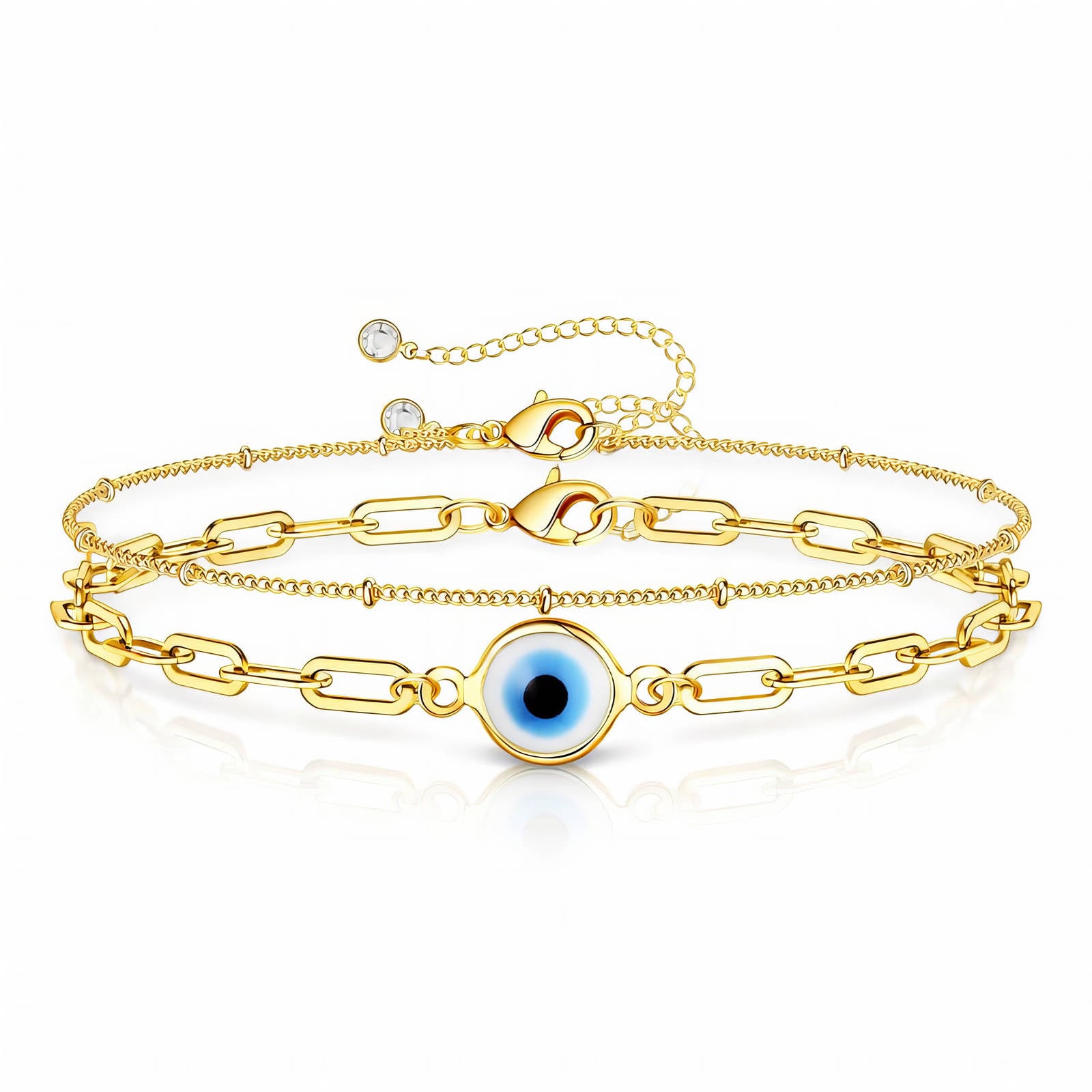 87174-0_new_111711 18K gold plated stainless steel evil eye bracelet close-up