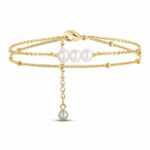 18K gold plated stainless steel pearl bracelet close-up