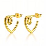 Close-up of 18K gold plated stainless steel stud earrings