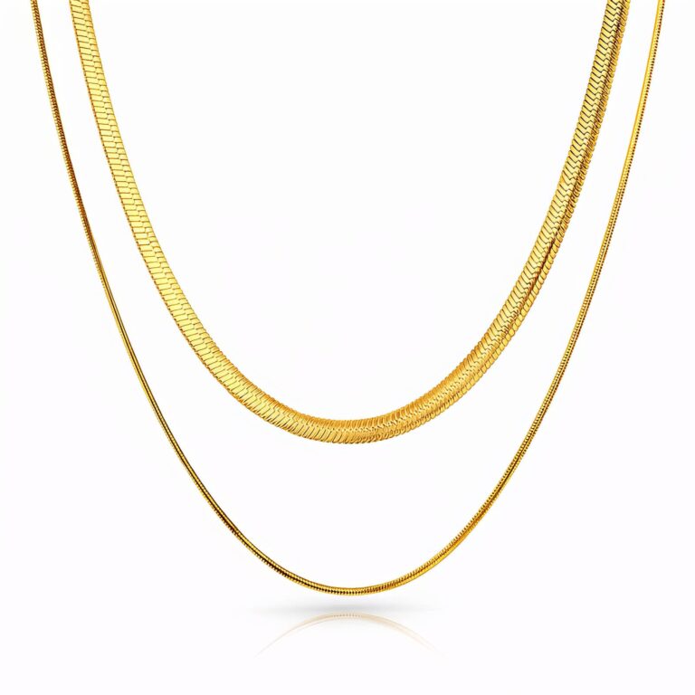 18K gold plated stainless steel necklace front view