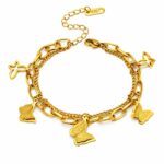 18K gold plated butterfly bracelet on white background