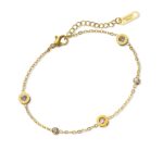 18K gold plated stainless steel bracelet with cubic zirconia close-up