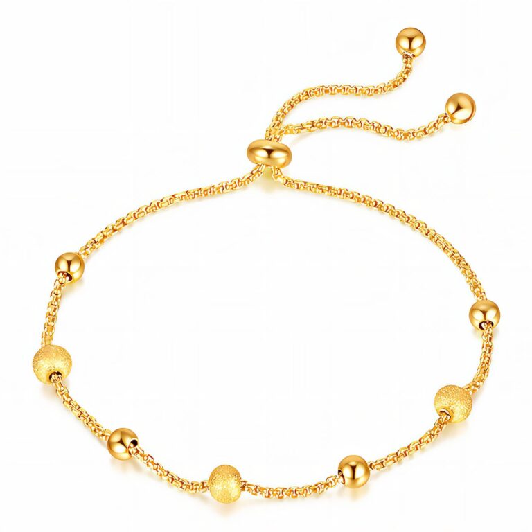 18K gold plated stainless steel bracelet on white background