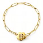 Close-up of 18K gold plated stainless steel flower bracelet