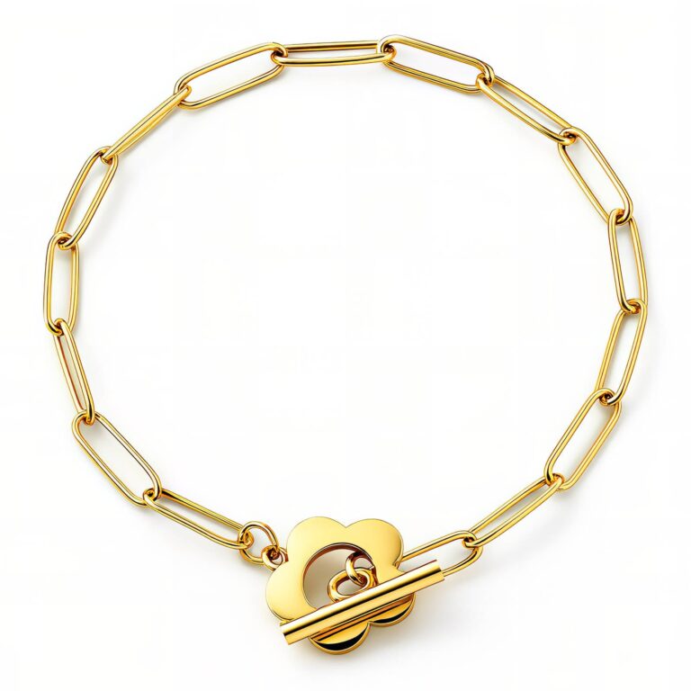 Close-up of 18K gold plated stainless steel flower bracelet
