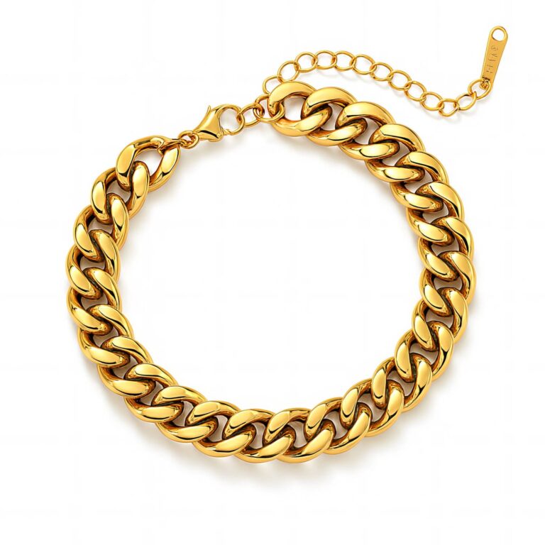 18K gold plated stainless steel bracelet front view