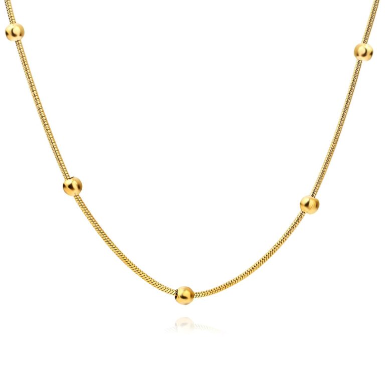 Elegant 18K gold plated stainless steel necklace on white background
