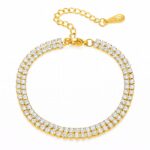 18K gold plated stainless steel tennis bracelet with cubic zirconia close-up