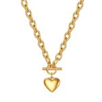 18K gold plated heart necklace on white background