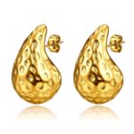 18K gold plated stainless steel teardrop earrings front view