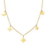 18K gold plated star necklace on white background