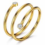 18K gold plated stainless steel ring with cubic zirconia close-up